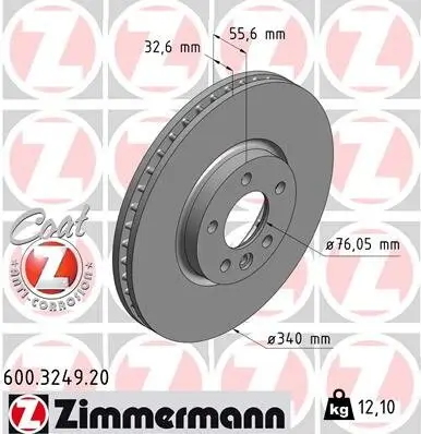 Bremsscheibe ZIMMERMANN 600.3249.20 Bild Bremsscheibe ZIMMERMANN 600.3249.20