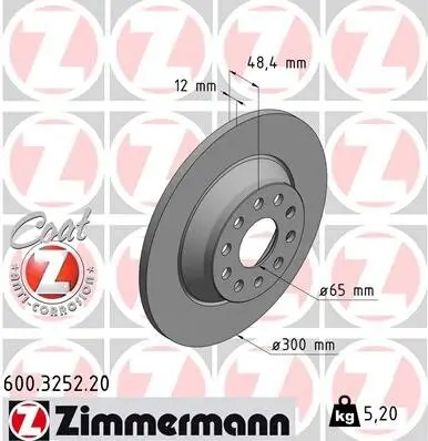 Bremsscheibe ZIMMERMANN 600.3252.20