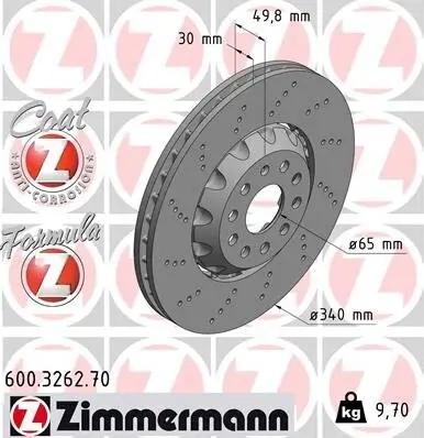 Bremsscheibe Vorderachse ZIMMERMANN 600.3262.70