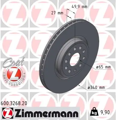 Bremsscheibe Vorderachse ZIMMERMANN 600.3268.20