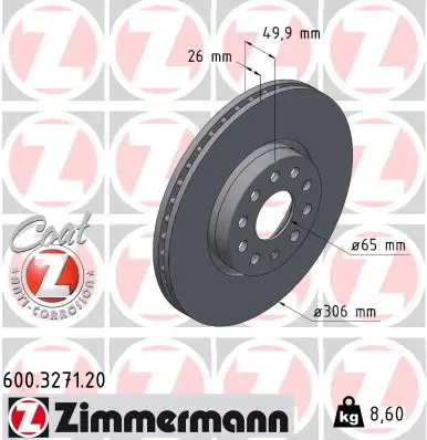 Bremsscheibe Vorderachse ZIMMERMANN 600.3271.20