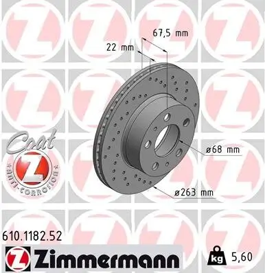 Bremsscheibe Vorderachse ZIMMERMANN 610.1182.52