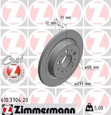 Bremsscheibe Hinterachse ZIMMERMANN 610.3704.20