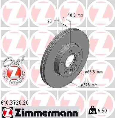 Bremsscheibe Vorderachse ZIMMERMANN 610.3720.20