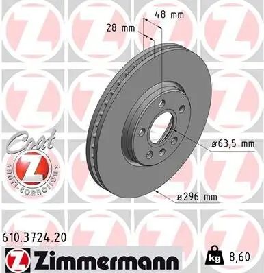 Bremsscheibe ZIMMERMANN 610.3724.20