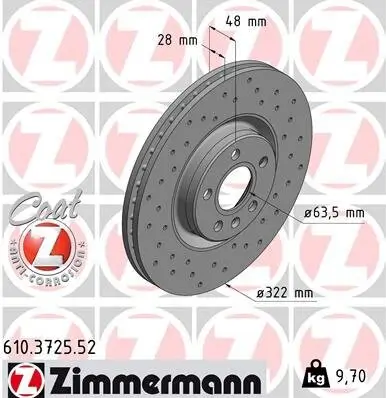 Bremsscheibe ZIMMERMANN 610.3725.52