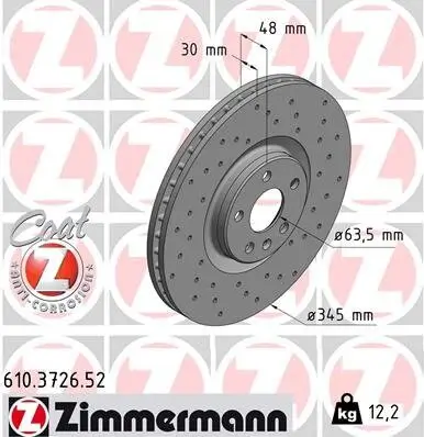Bremsscheibe Vorderachse ZIMMERMANN 610.3726.52 Bild Bremsscheibe Vorderachse ZIMMERMANN 610.3726.52