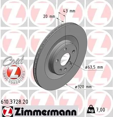 Bremsscheibe ZIMMERMANN 610.3728.20 Bild Bremsscheibe ZIMMERMANN 610.3728.20