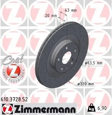 Bremsscheibe Hinterachse ZIMMERMANN 610.3728.52