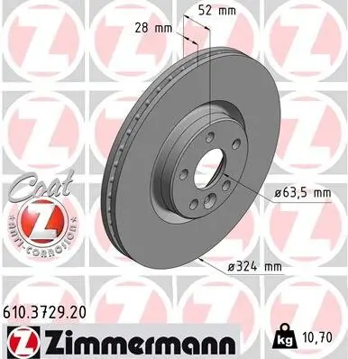 Bremsscheibe Vorderachse ZIMMERMANN 610.3729.20