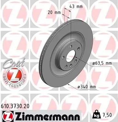 Bremsscheibe Hinterachse ZIMMERMANN 610.3730.20