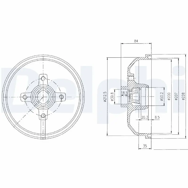 Bremstrommel Hinterachse DELPHI BF111