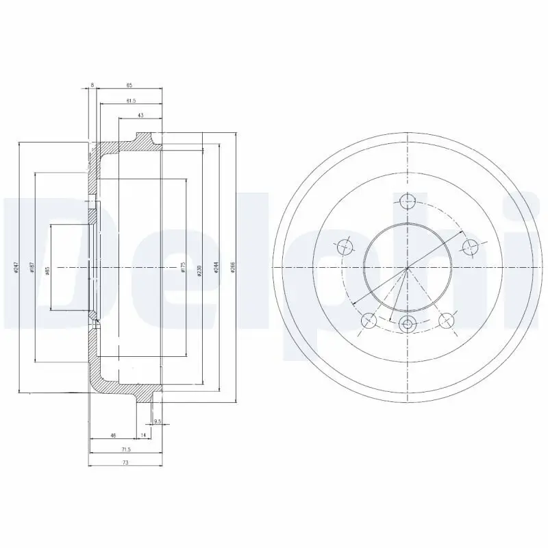 Bremstrommel Hinterachse DELPHI BF168