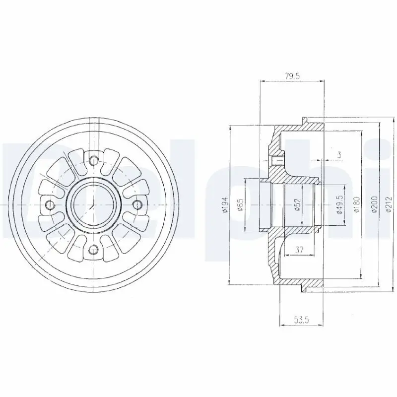 Bremstrommel Hinterachse DELPHI BF270