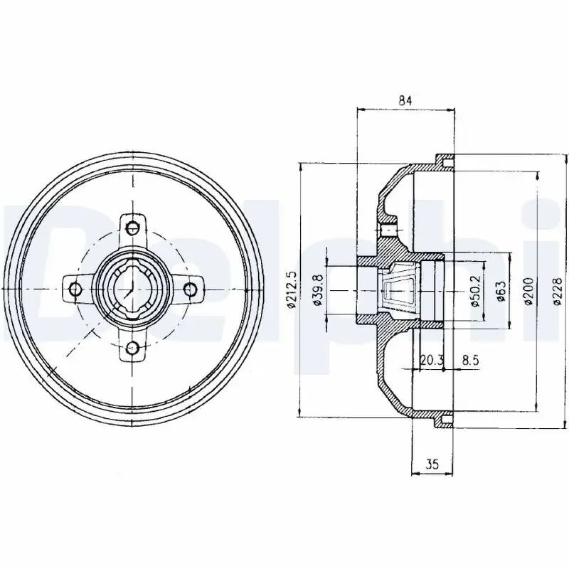 Bremstrommel Hinterachse DELPHI BF293