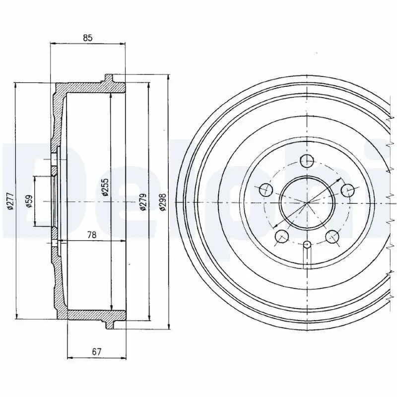 Bremstrommel Hinterachse DELPHI BF325