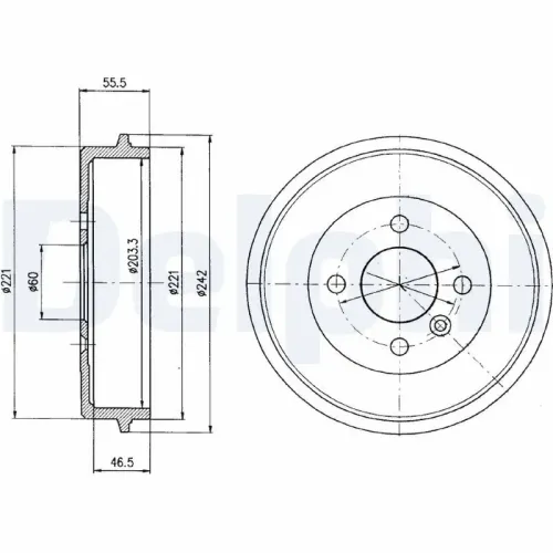 Bremstrommel Hinterachse DELPHI BF346 Bild Bremstrommel Hinterachse DELPHI BF346