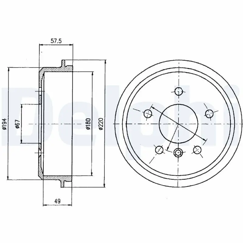 Bremstrommel Hinterachse DELPHI BF395