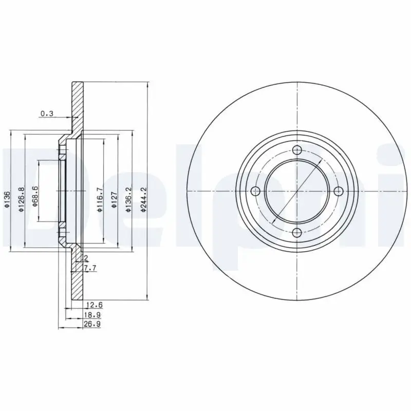 Bremsscheibe Vorderachse DELPHI BG2061