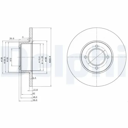 Bremsscheibe DELPHI BG2069 Bild Bremsscheibe DELPHI BG2069