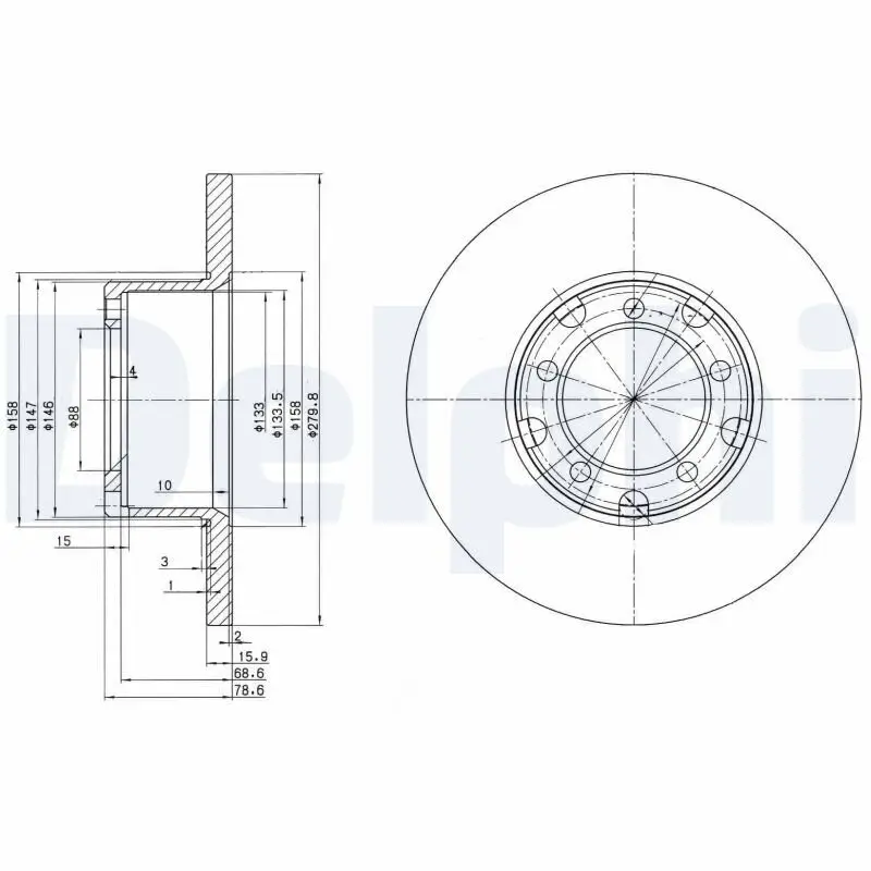 Bremsscheibe Vorderachse DELPHI BG2265