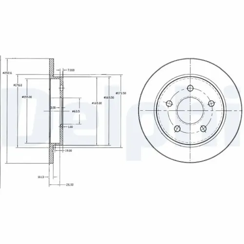 Bremsscheibe DELPHI BG2332 Bild Bremsscheibe DELPHI BG2332