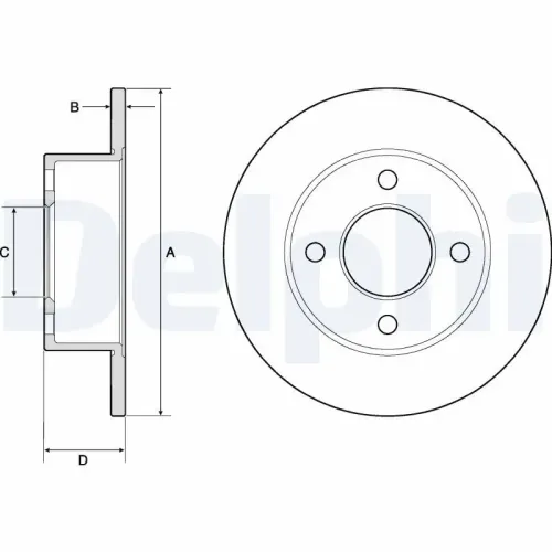 Bremsscheibe Hinterachse DELPHI BG2343 Bild Bremsscheibe Hinterachse DELPHI BG2343