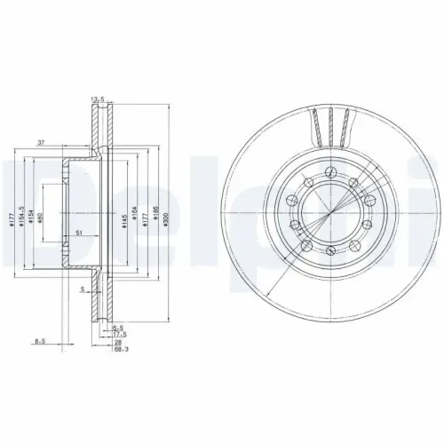 Bremsscheibe DELPHI BG2372 Bild Bremsscheibe DELPHI BG2372