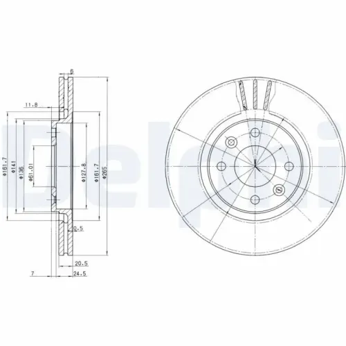 Bremsscheibe Vorderachse DELPHI BG2448 Bild Bremsscheibe Vorderachse DELPHI BG2448