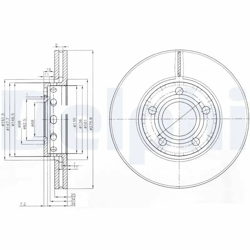 Bremsscheibe Vorderachse DELPHI BG2518