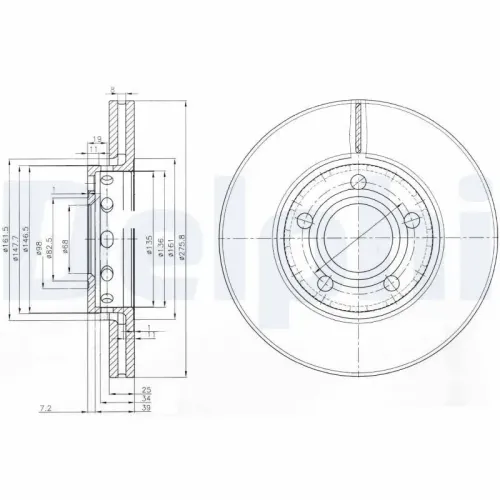 Bremsscheibe Vorderachse DELPHI BG2518 Bild Bremsscheibe Vorderachse DELPHI BG2518