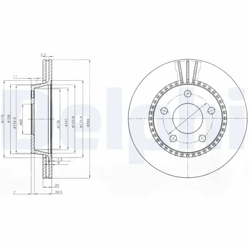 Bremsscheibe Hinterachse DELPHI BG2519