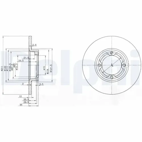 Bremsscheibe Vorderachse DELPHI BG2533 Bild Bremsscheibe Vorderachse DELPHI BG2533