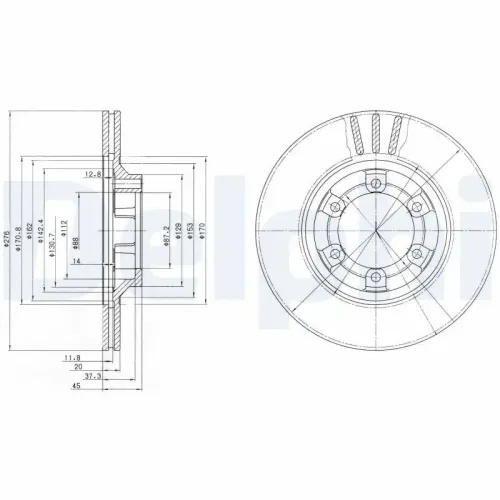 Bremsscheibe Vorderachse DELPHI BG2558 Bild Bremsscheibe Vorderachse DELPHI BG2558