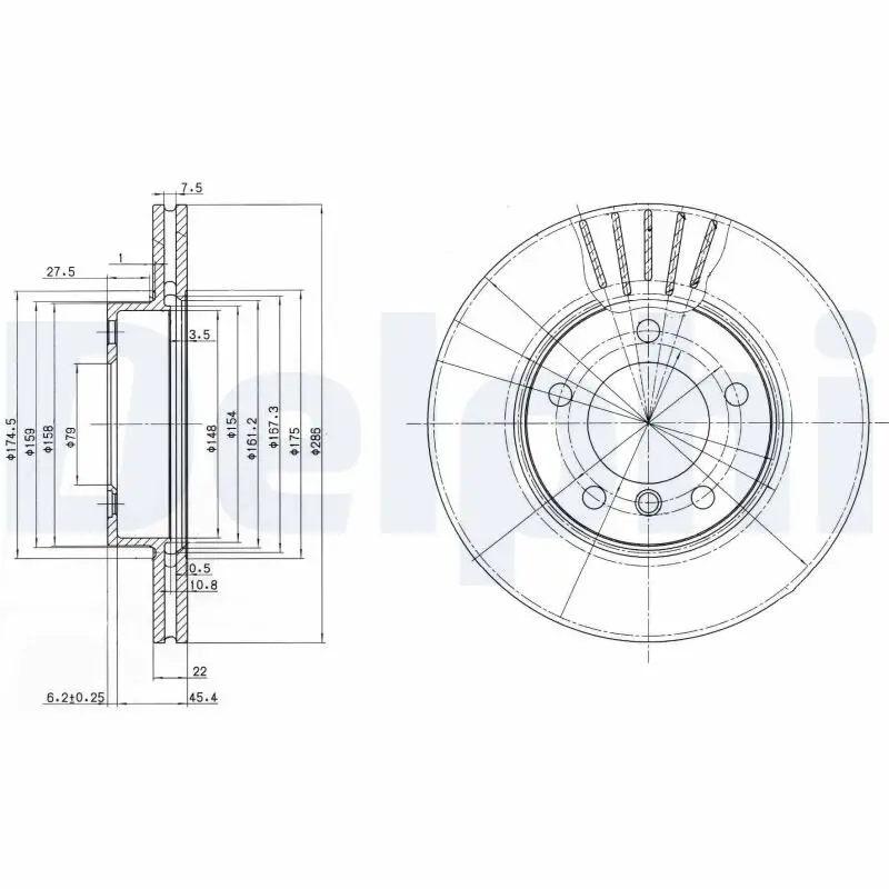 Bremsscheibe Vorderachse DELPHI BG2623C