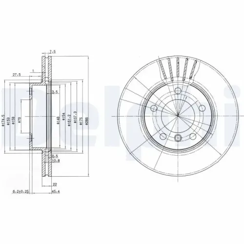 Bremsscheibe Vorderachse DELPHI BG2623C Bild Bremsscheibe Vorderachse DELPHI BG2623C