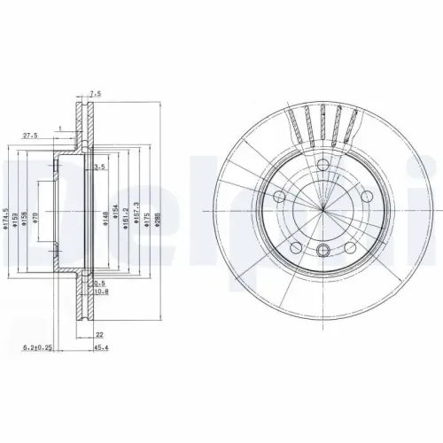 Bremsscheibe Vorderachse DELPHI BG2623 Bild Bremsscheibe Vorderachse DELPHI BG2623