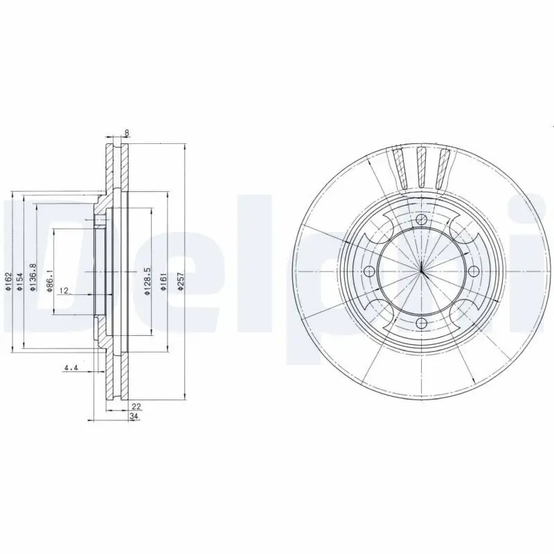 Bremsscheibe Vorderachse DELPHI BG2628