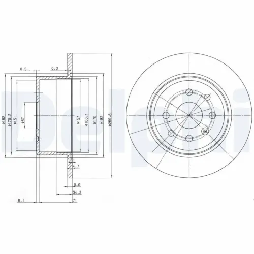 Bremsscheibe Hinterachse DELPHI BG2637 Bild Bremsscheibe Hinterachse DELPHI BG2637