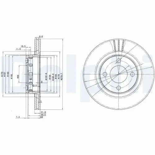 Bremsscheibe Vorderachse DELPHI BG2784 Bild Bremsscheibe Vorderachse DELPHI BG2784