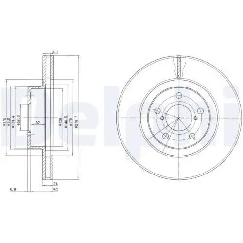 Bremsscheibe DELPHI BG2827C Bild Bremsscheibe DELPHI BG2827C