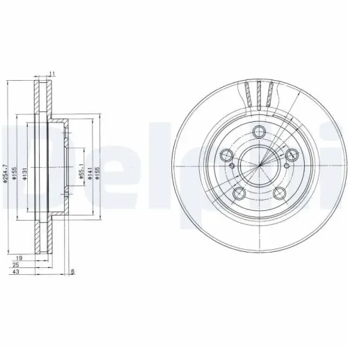 Bremsscheibe Vorderachse DELPHI BG2880 Bild Bremsscheibe Vorderachse DELPHI BG2880