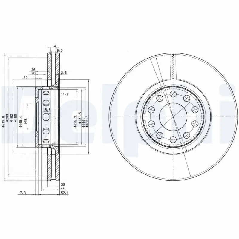 Bremsscheibe Vorderachse DELPHI BG3033