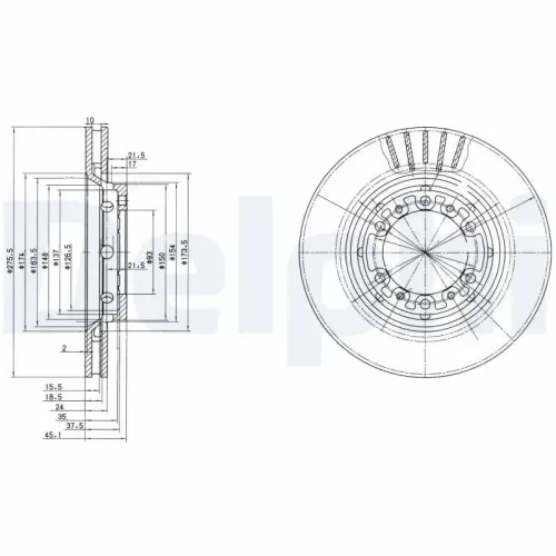 Bremsscheibe Vorderachse DELPHI BG3115 Bild Bremsscheibe Vorderachse DELPHI BG3115