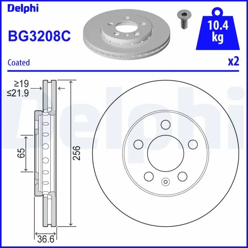 Bremsscheibe DELPHI BG3208C Bild Bremsscheibe DELPHI BG3208C