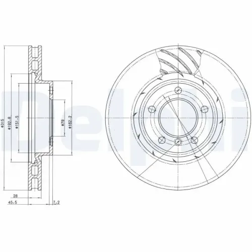 Bremsscheibe DELPHI BG3215 Bild Bremsscheibe DELPHI BG3215