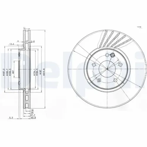 Bremsscheibe Vorderachse DELPHI BG3238 Bild Bremsscheibe Vorderachse DELPHI BG3238