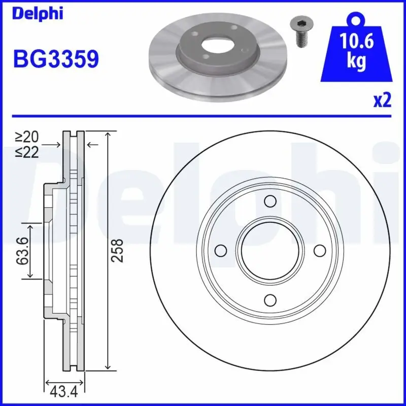 Bremsscheibe Vorderachse DELPHI BG3359