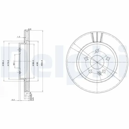 Bremsscheibe Vorderachse DELPHI BG3397 Bild Bremsscheibe Vorderachse DELPHI BG3397