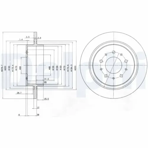 Bremsscheibe Hinterachse DELPHI BG3502 Bild Bremsscheibe Hinterachse DELPHI BG3502
